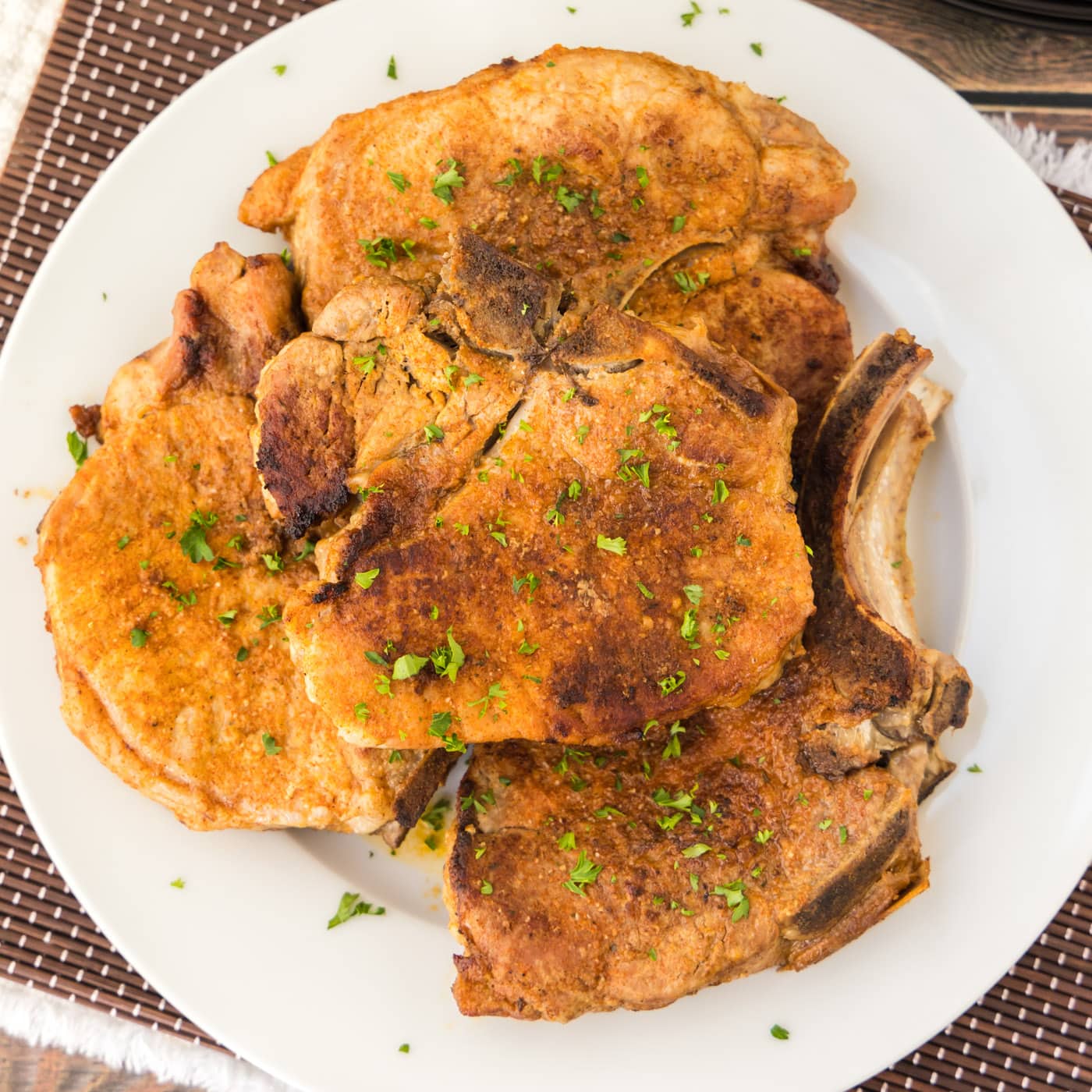Overhead photo of Instant Pot Pork Chops