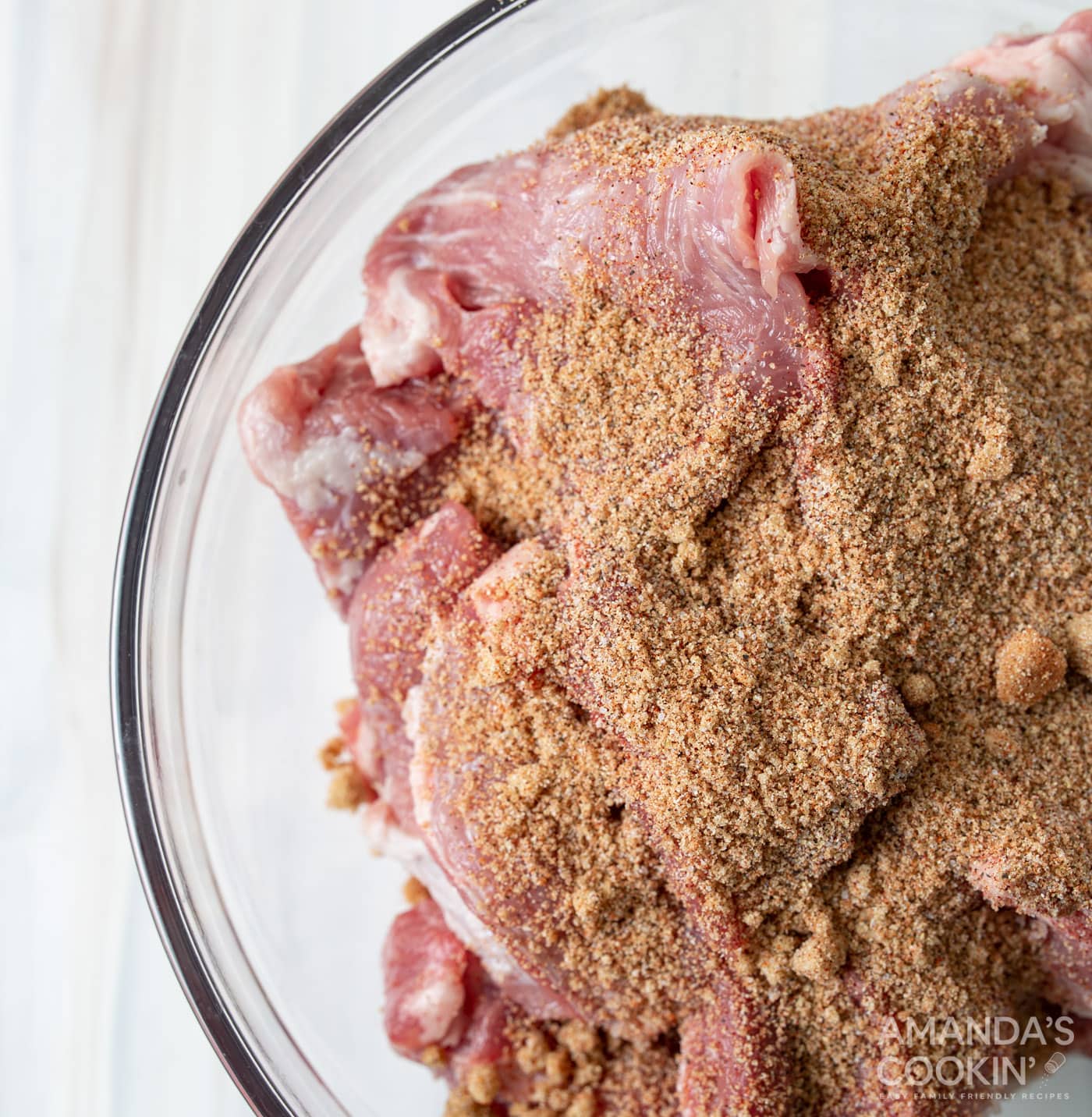 seasoning on cubed pork shoulder