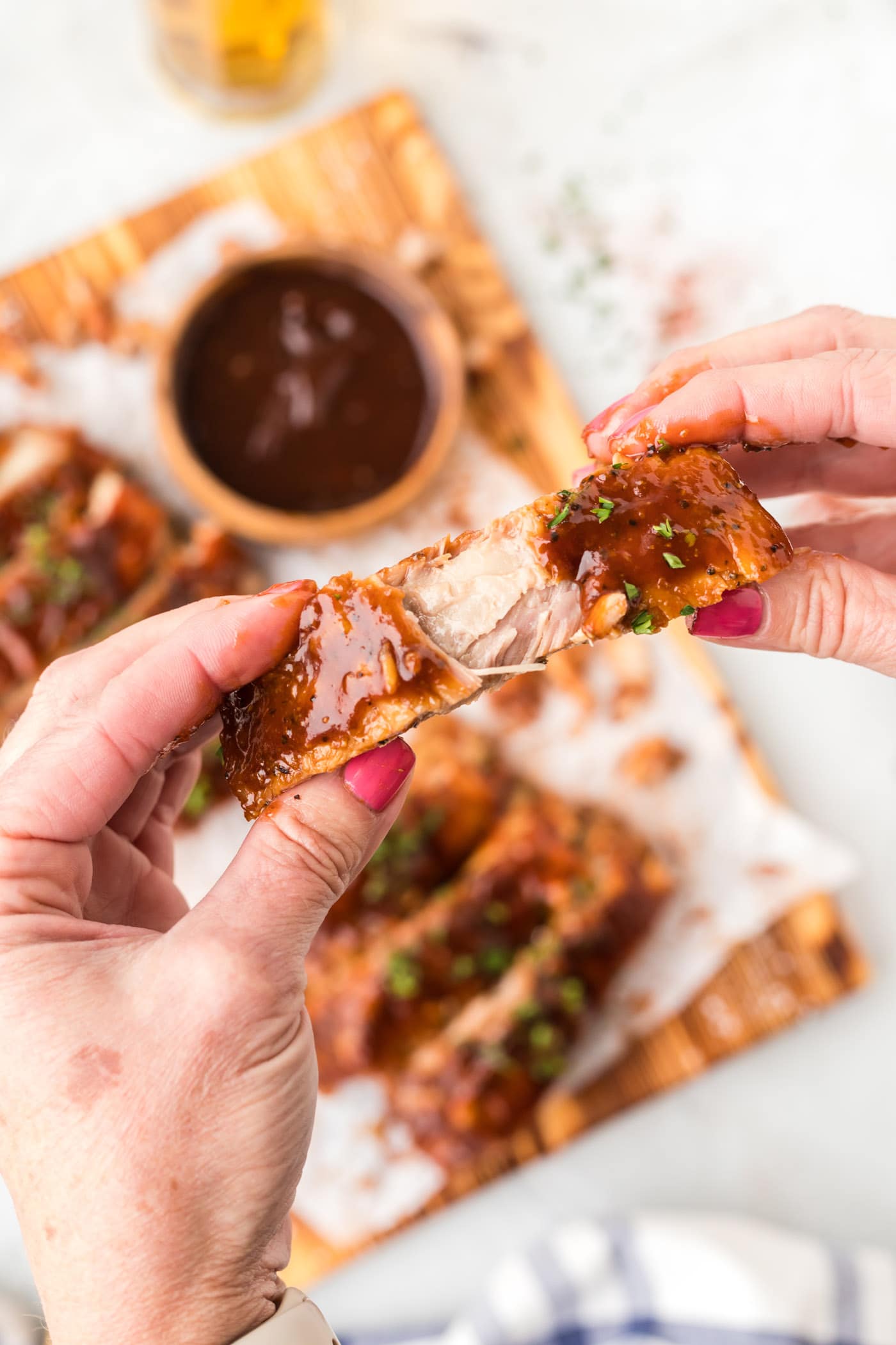 Instant Pot Rib with bite out of it