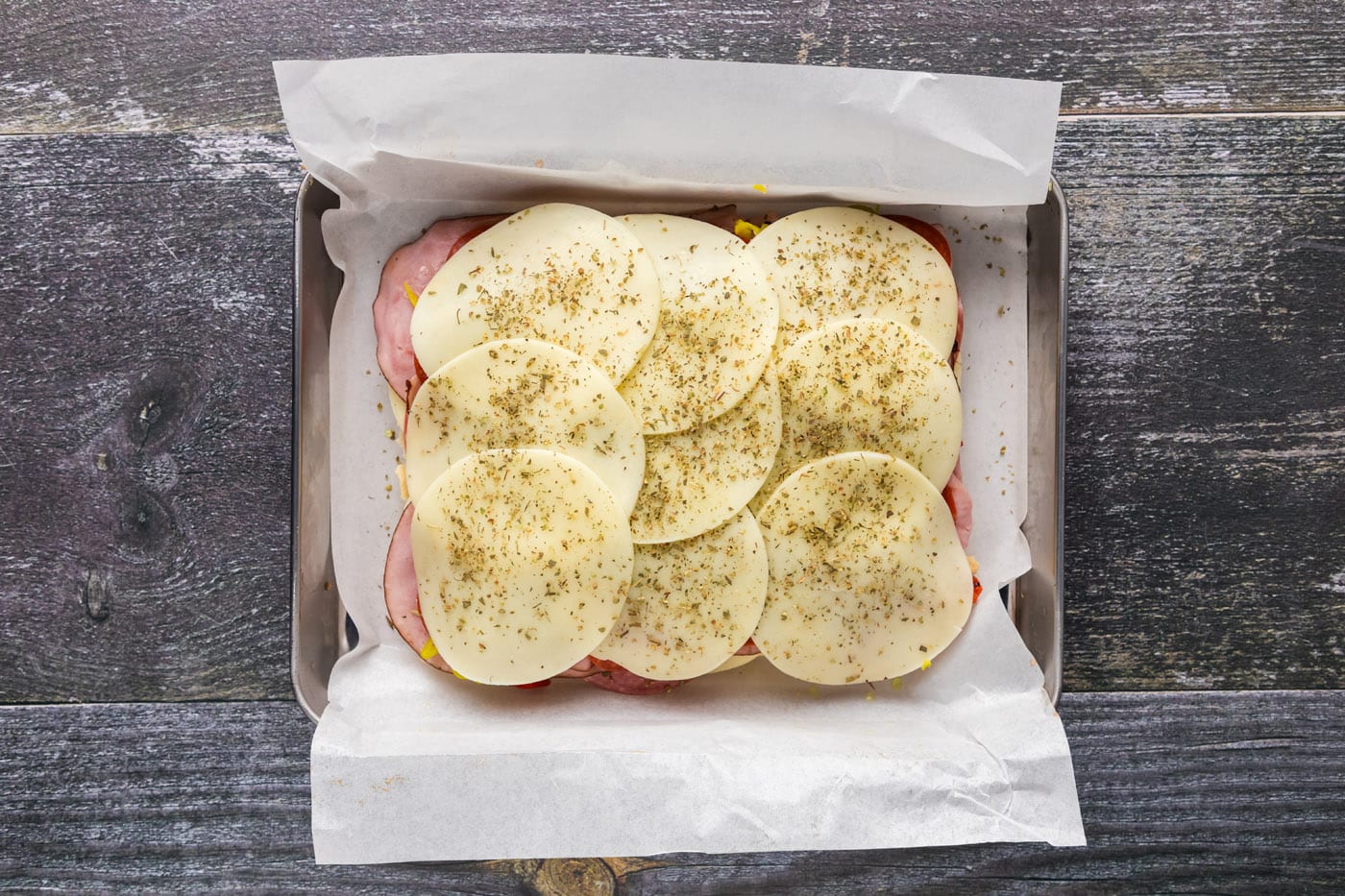 layer of provolone cheese on top of Italian sliders