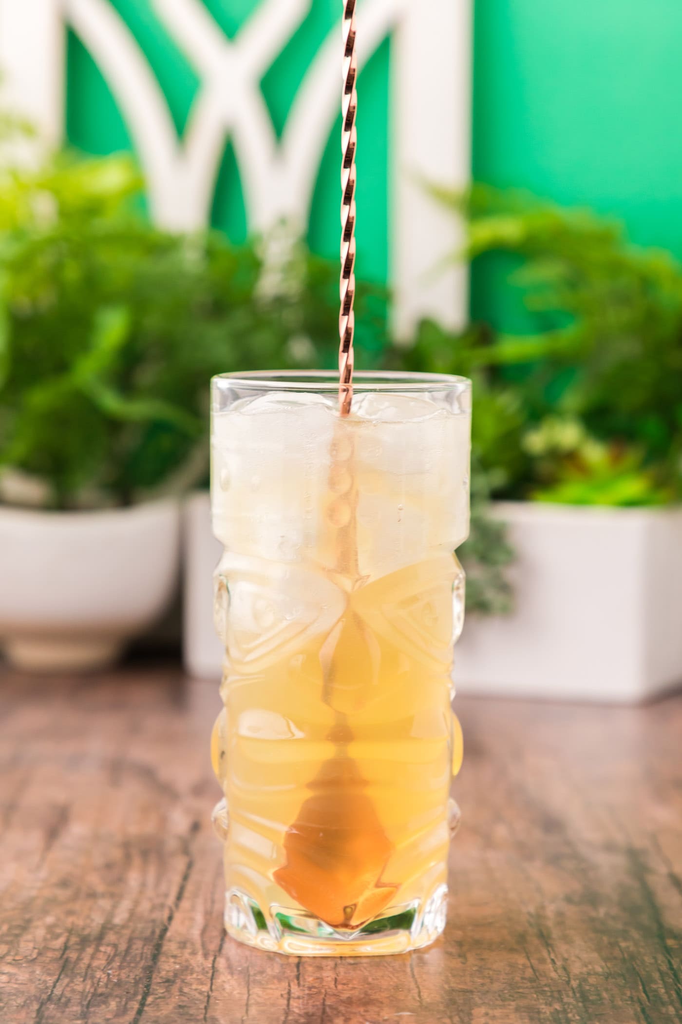cocktail spoon stirring jamaican rum cocktail