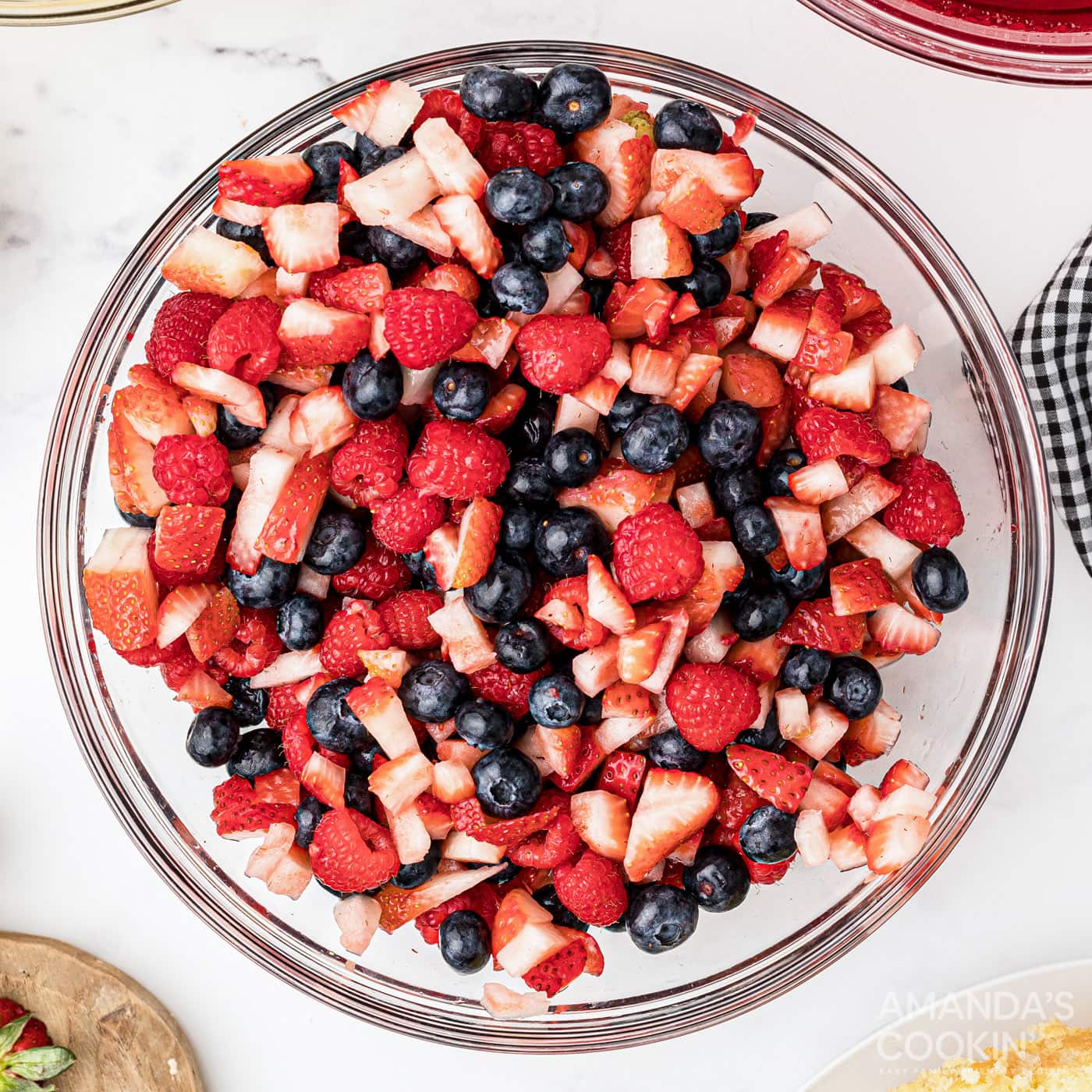 chopped fruit in a bowl