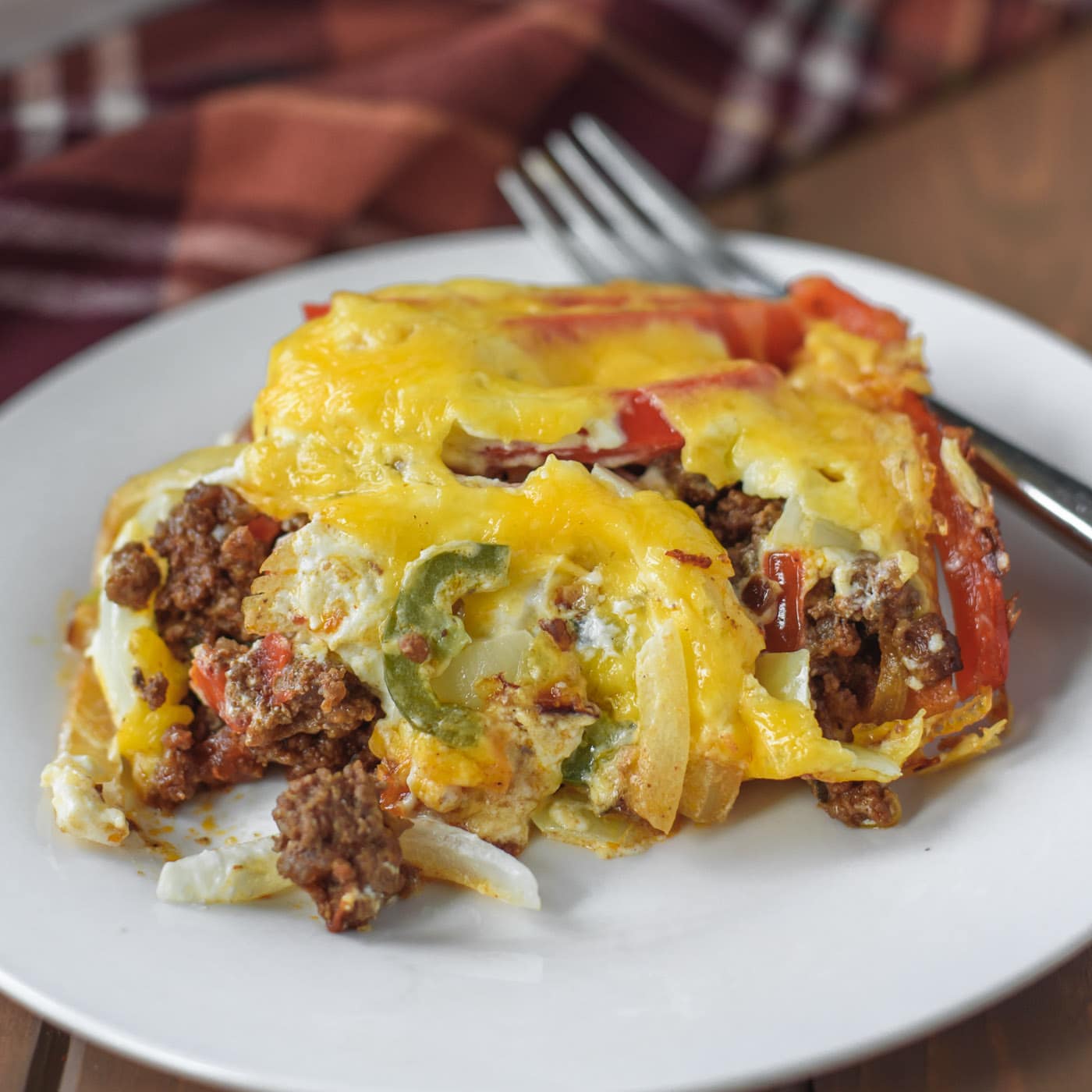 Close up photo of a plate of John Wayne Casserole