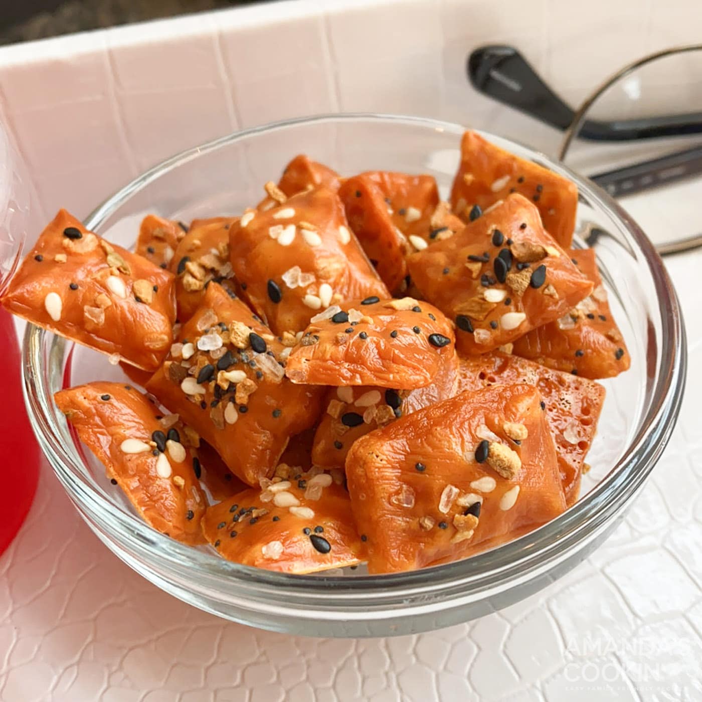 keto cheese crackers in a bowl