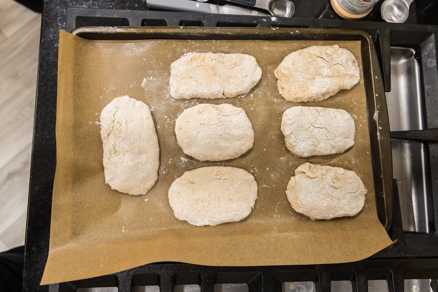 Korean fish cakes on a baking sheet