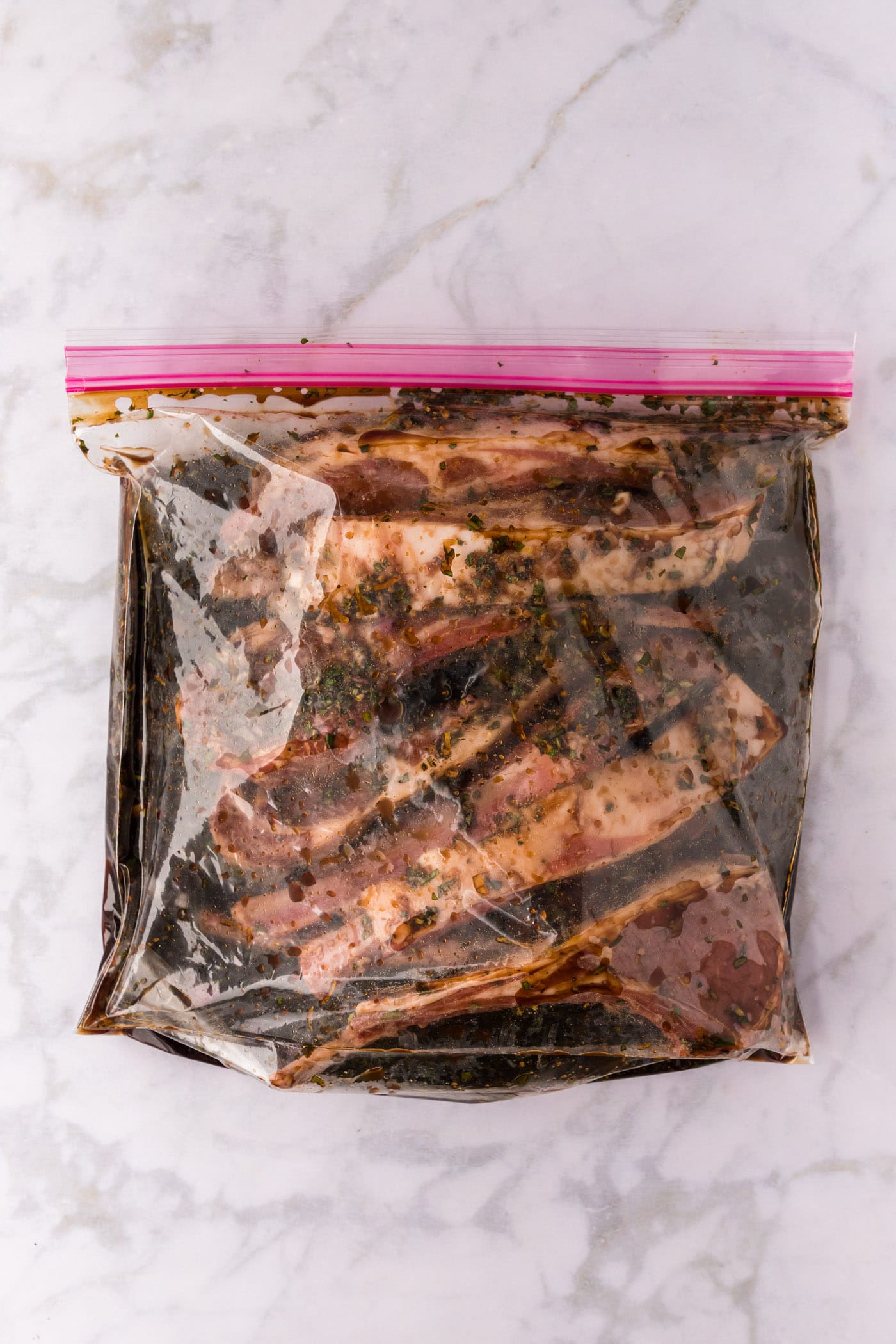Lamb Chop Marinade in a sealed bag