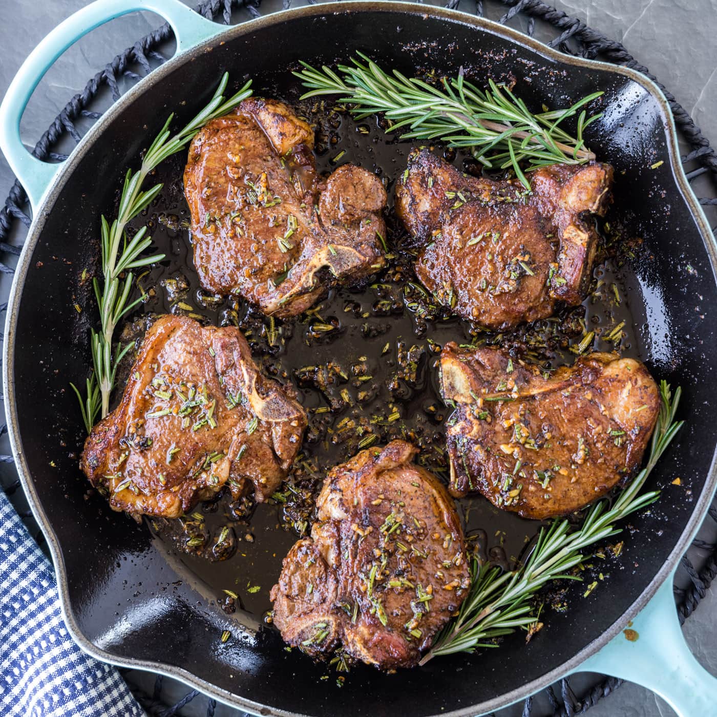 Skillet of Lamb Loin Chops