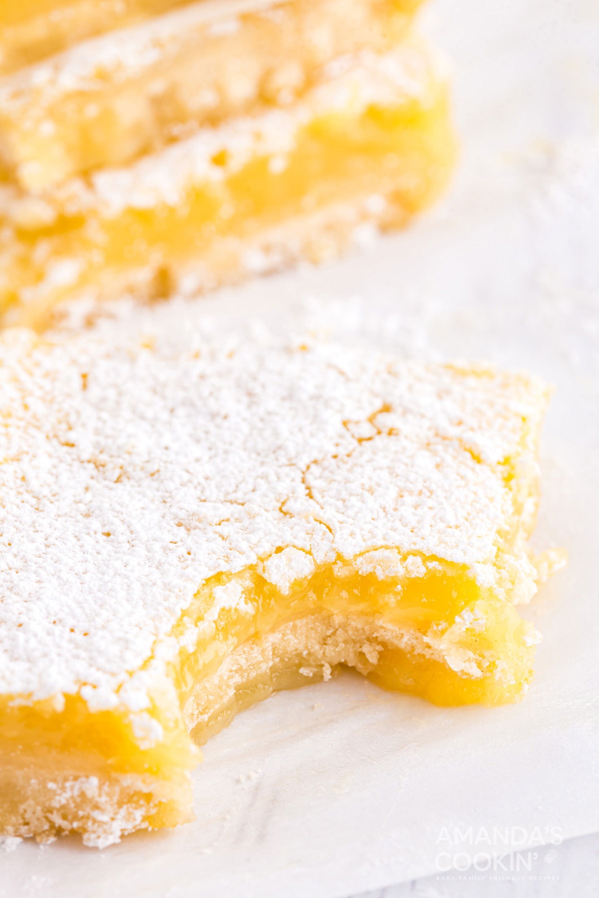 lemon bar with a bite out of it
