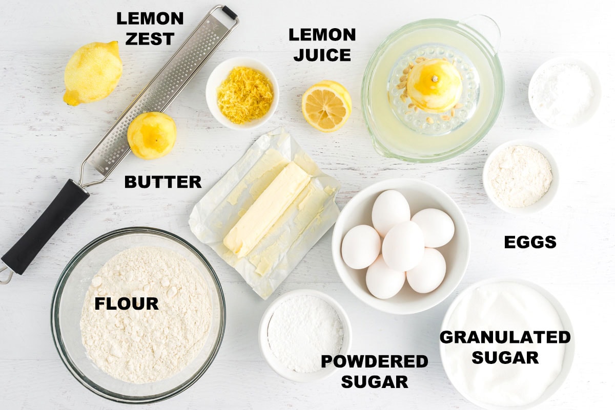 labeled ingredients for lemon bars