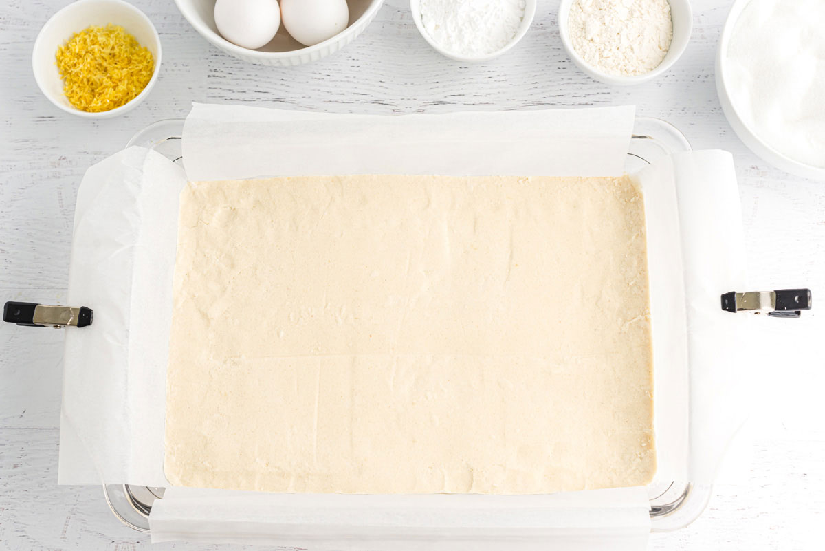 shortbread mixture patted into a crust