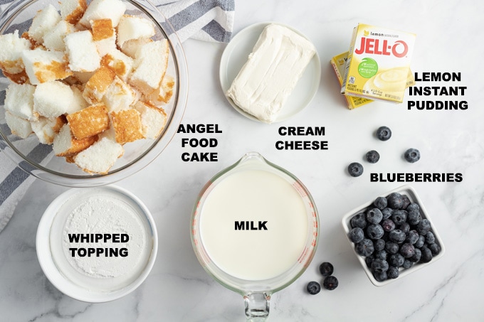 ingredients needed to make lemon blueberry trifle