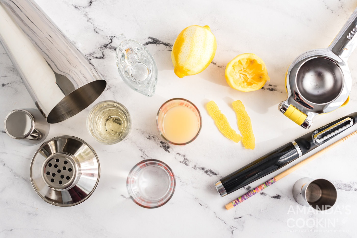ingredients for lemon drop cocktail