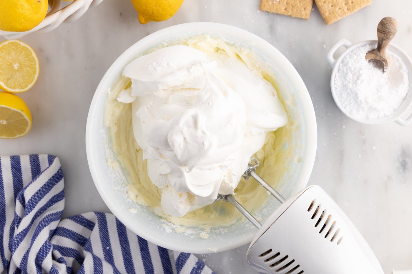 beating cool whip into cream cheese