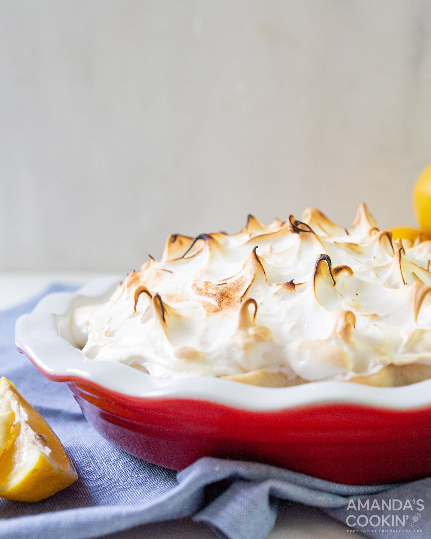 lemon meringue pie with browned swirled tops