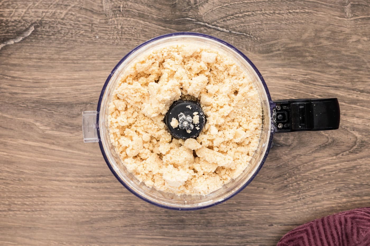 Crumb mixture in a food processor