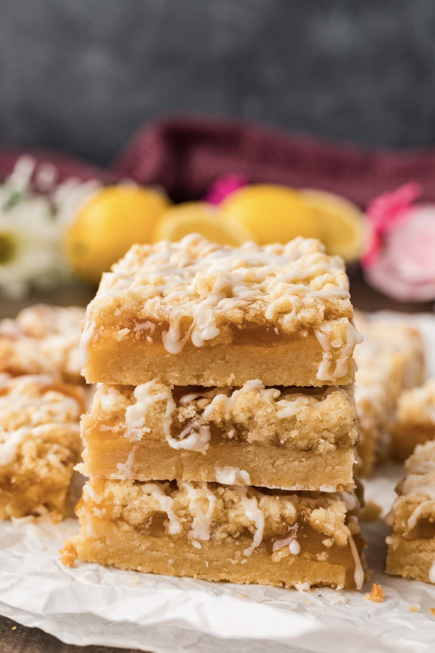 Stack of three Lemon Streusel Squares