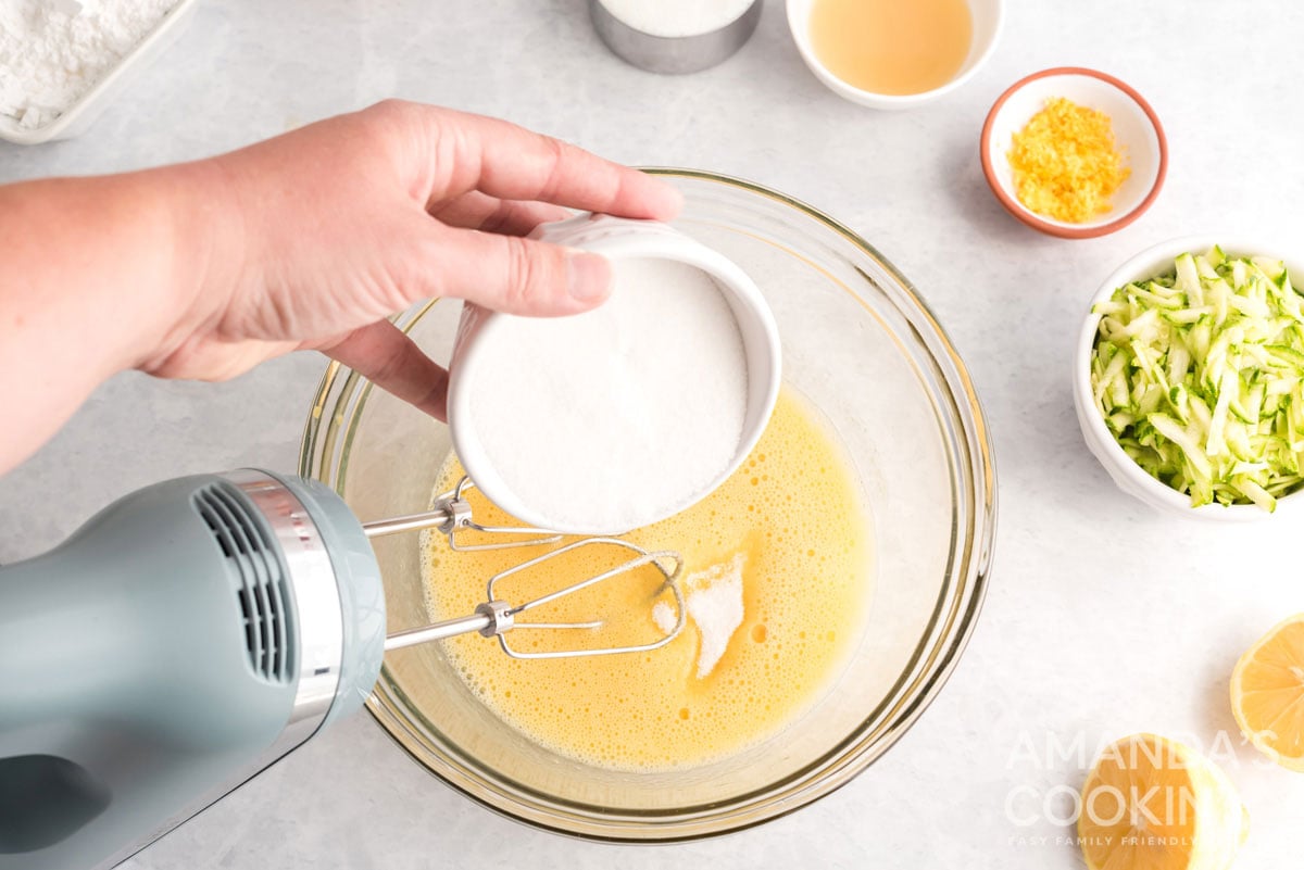 adding buttermilk to bowl