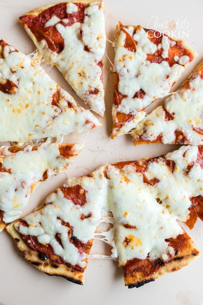 cheese pizza cut into slices