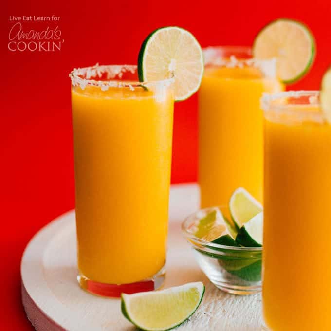 3 glasses of mango margarita slush