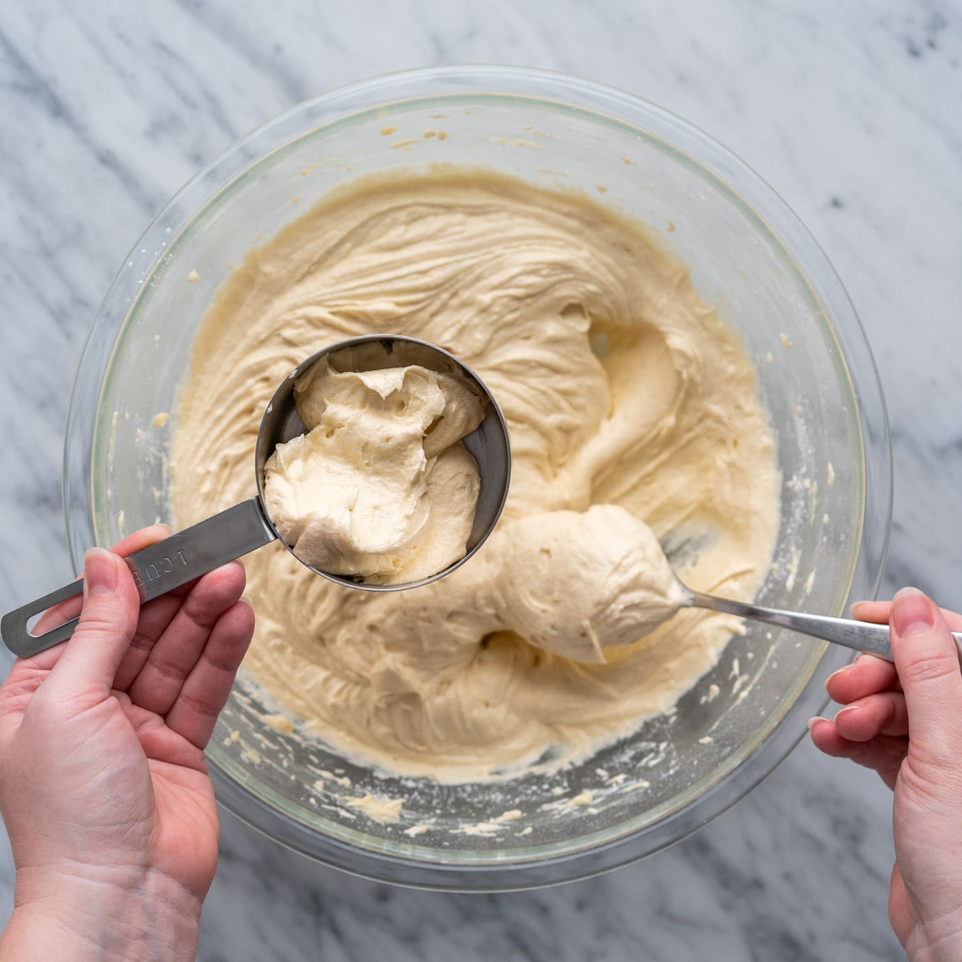 cup of yellow cake batter
