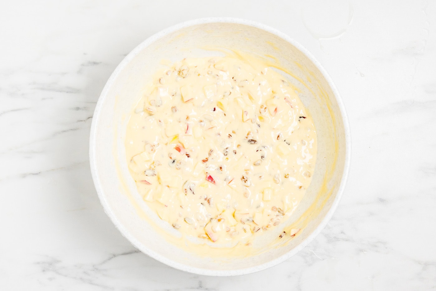 merryfield apple cake batter in bowl