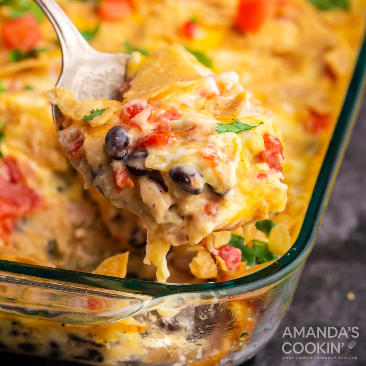 spoon full of mexican chicken casserole