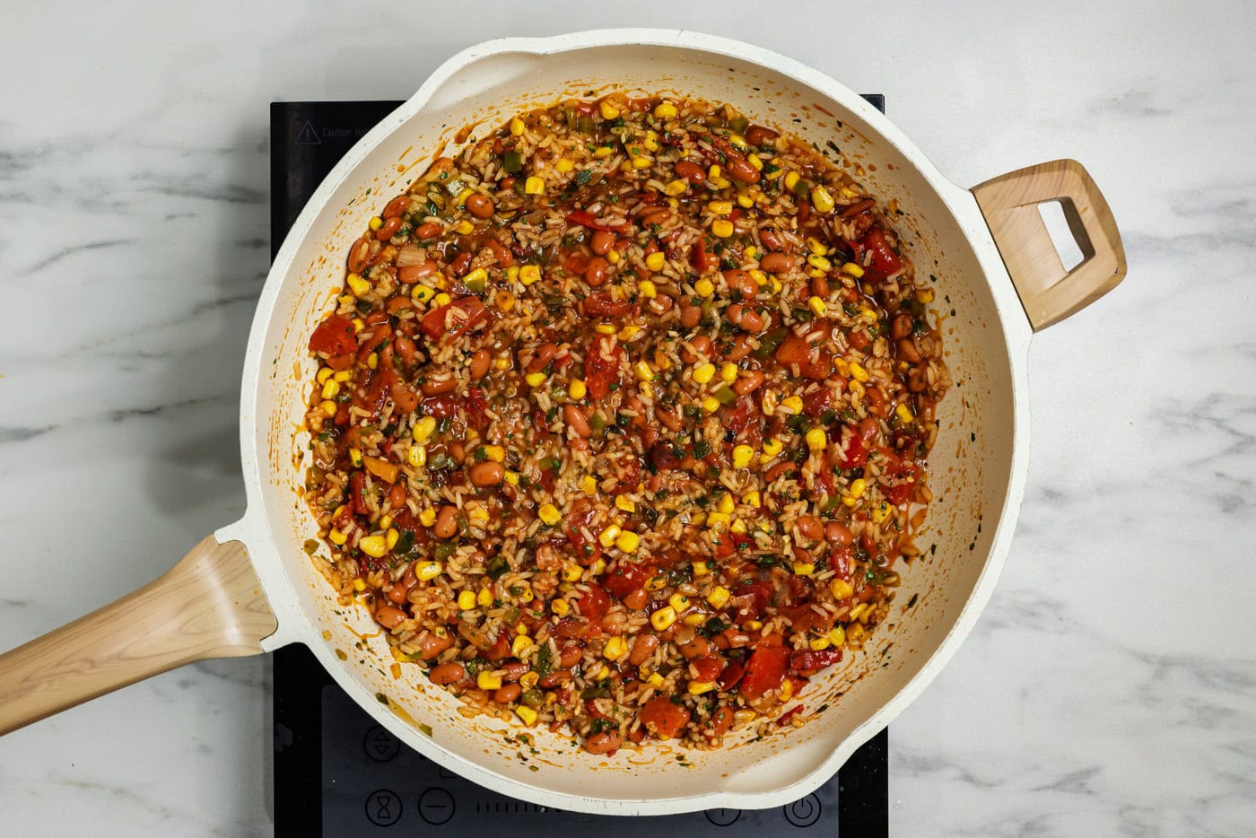 Mexican Rice and Beans in skillet