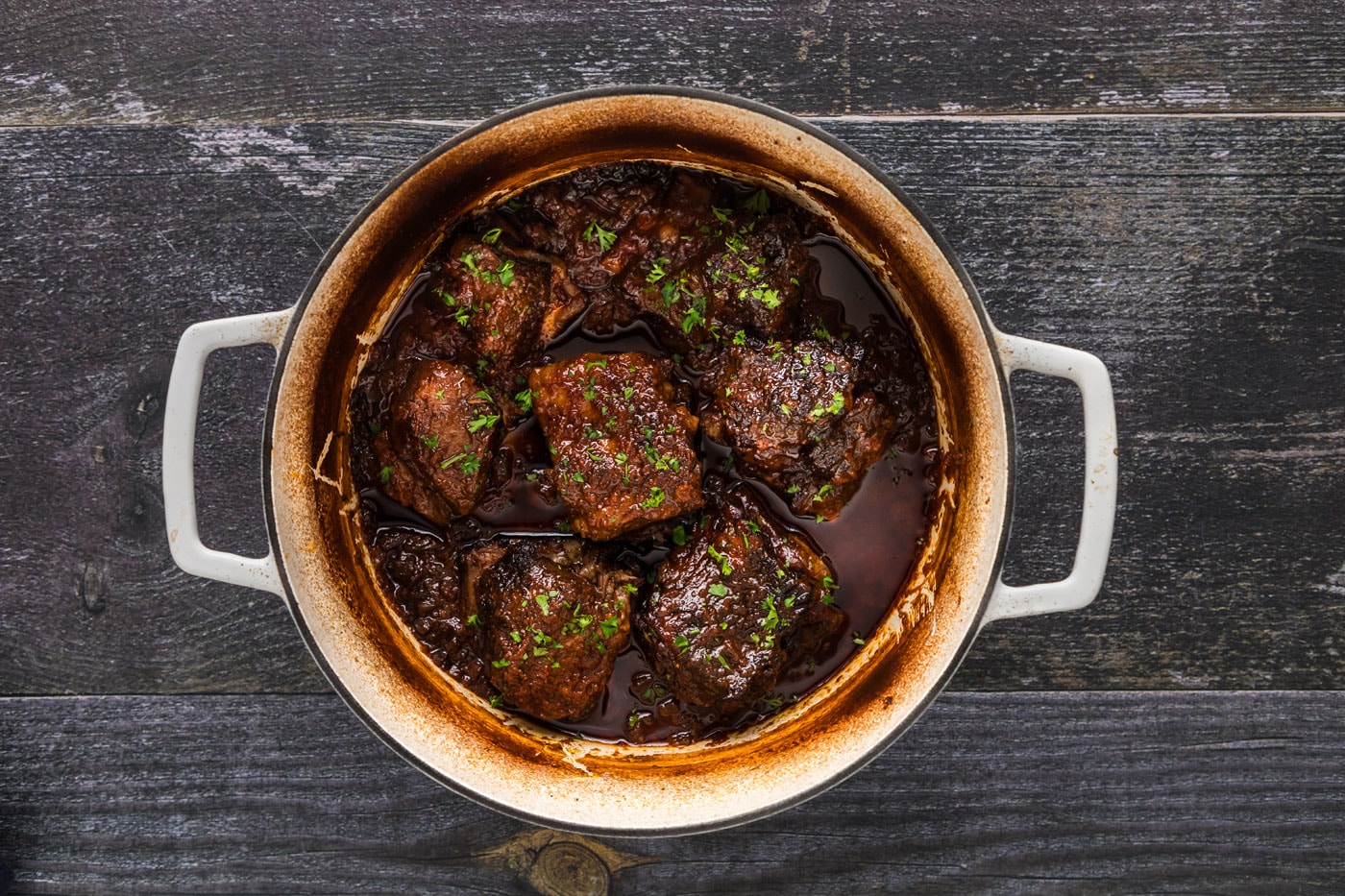finished Mexican short ribs in a dutch oven