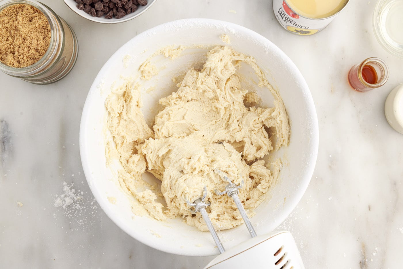 homemade shortbread dough in a mixing bowl