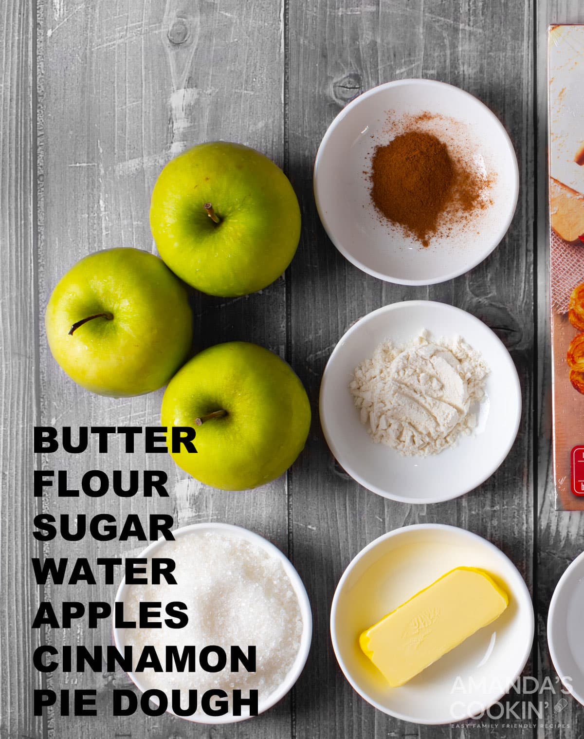 labeled ingredients for mini apple pies