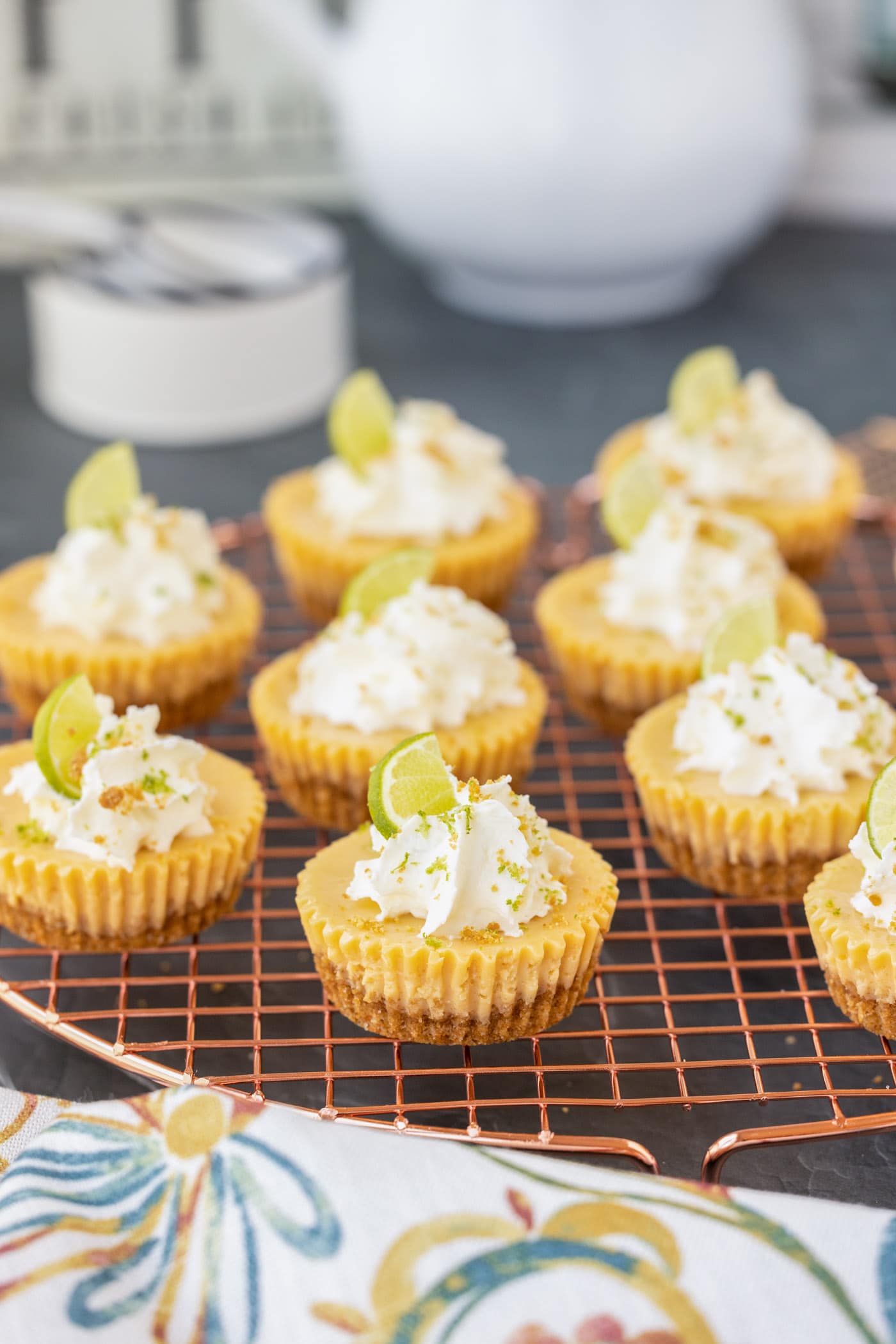 Mini Key Lime Pies on a wire rack