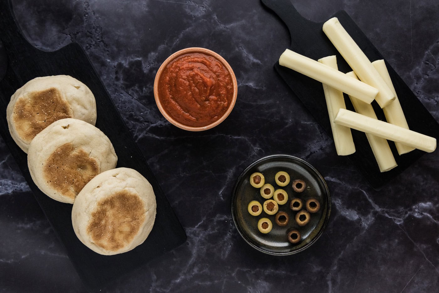 Ingredients for Mini Mummy Pizzas