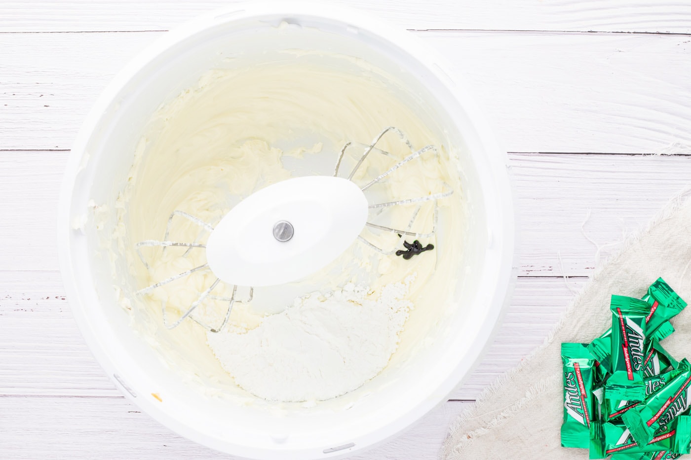 green food coloring added to thickened whipped cream