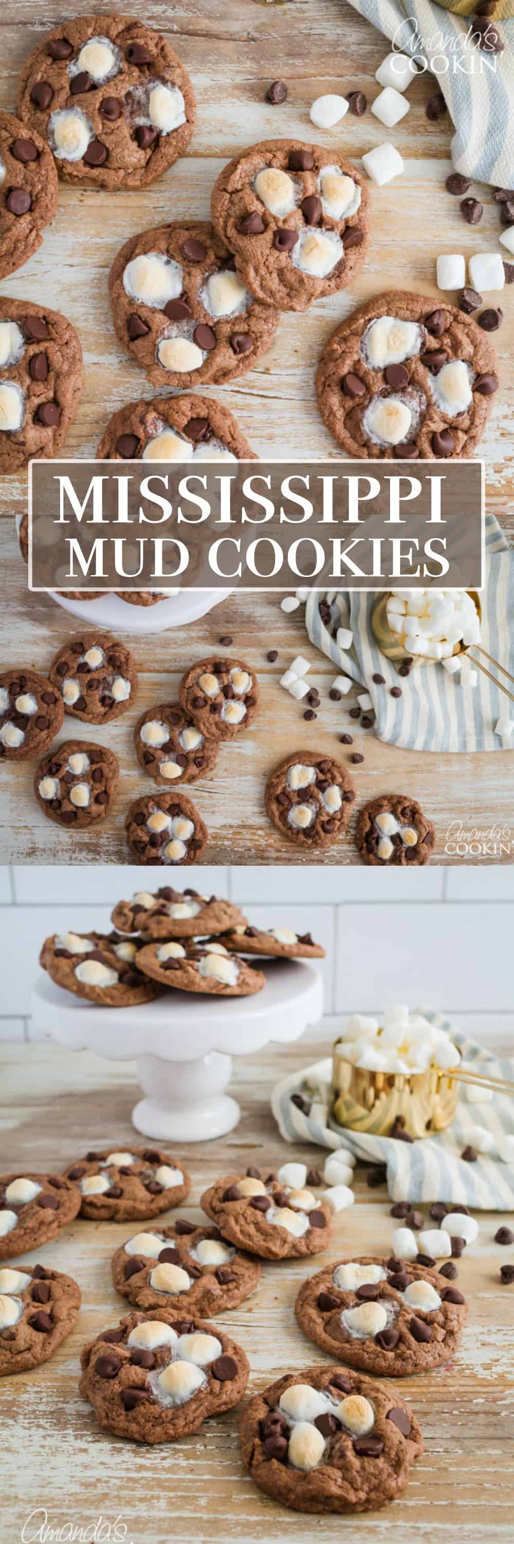 pinterest image with text mississippi mud cookies