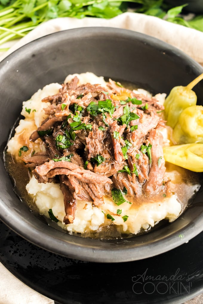 bowl of pot roast with potatoes