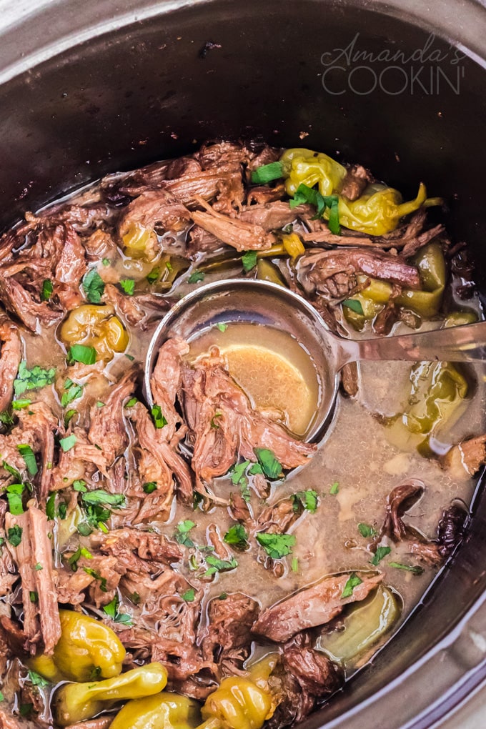 pot roast in crockpot with pepperoncinis