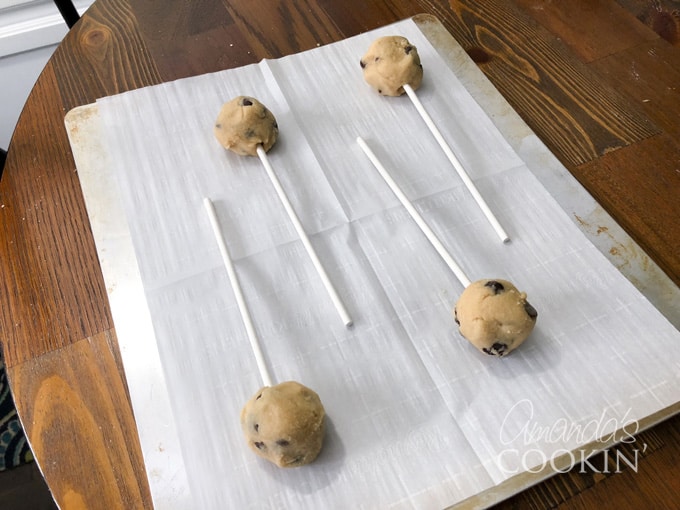 lollipop sticks in cookie dough