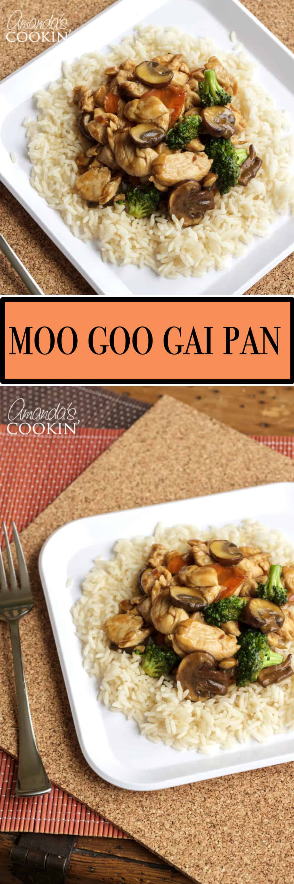 pinterst image for moo goo gai pan with text