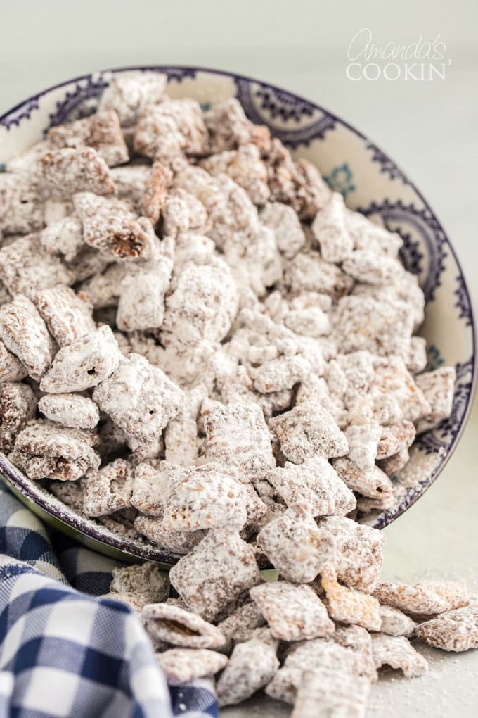 bowl of knocked over muddy buddies