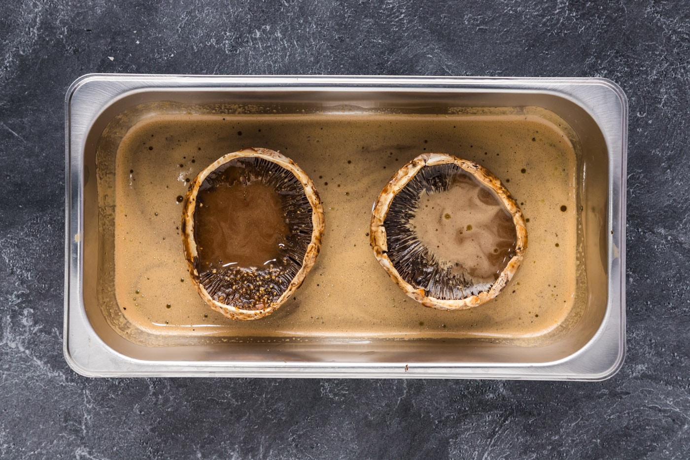 marinating Portobello mushroom caps