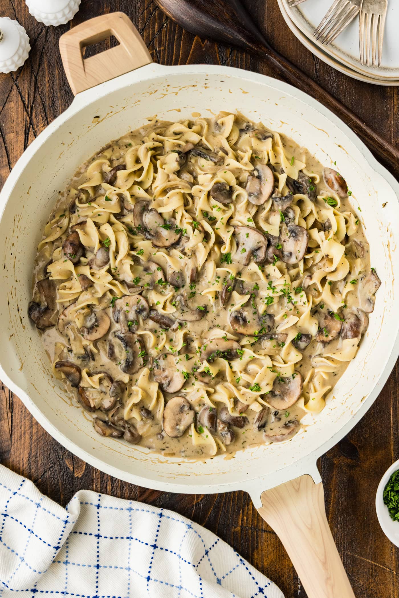 skillet of Mushroom Stroganoff