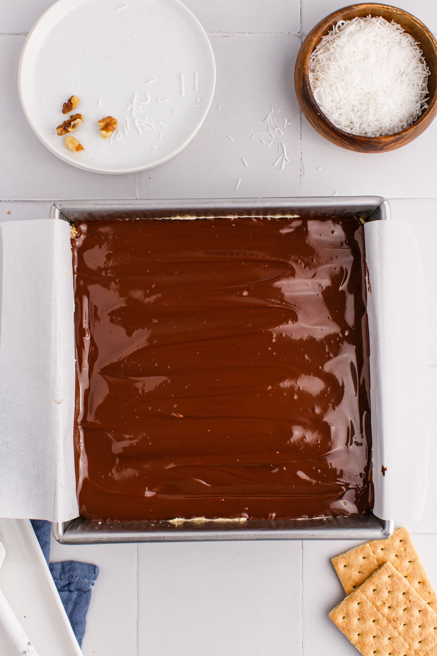 chocolate on top of Nanaimo bars