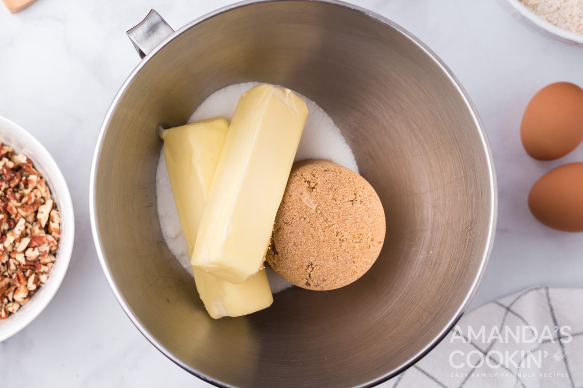 butter and sugar in mixing bowl