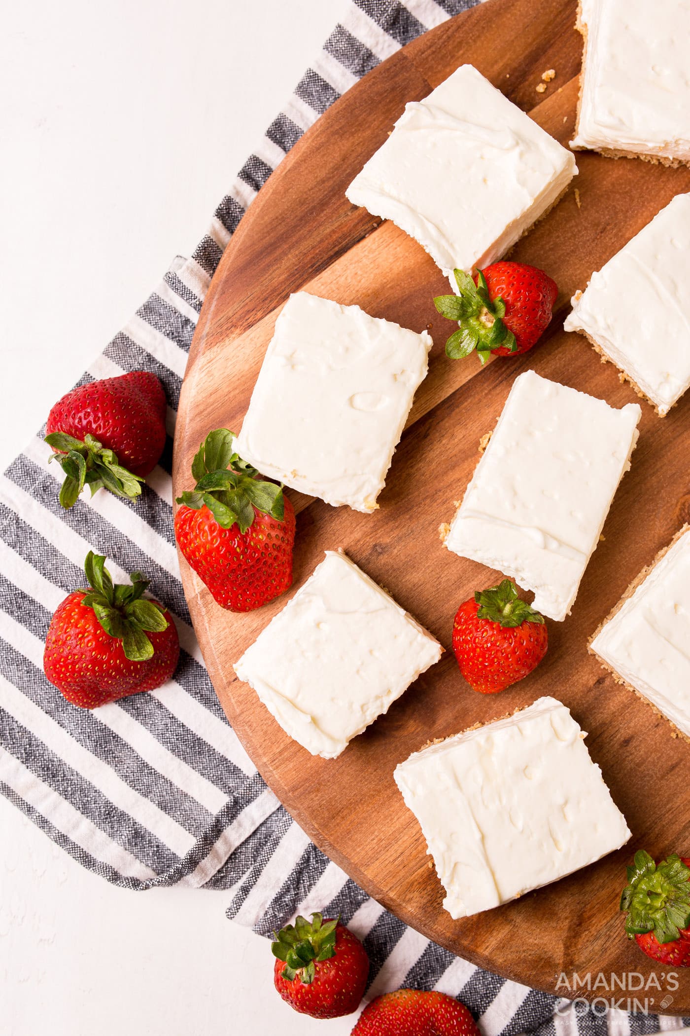 overhead view of No Bake Cheesecake Bars