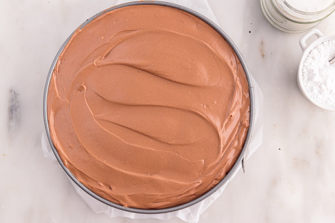 easy no bake chocolate cheesecake in a springform pan