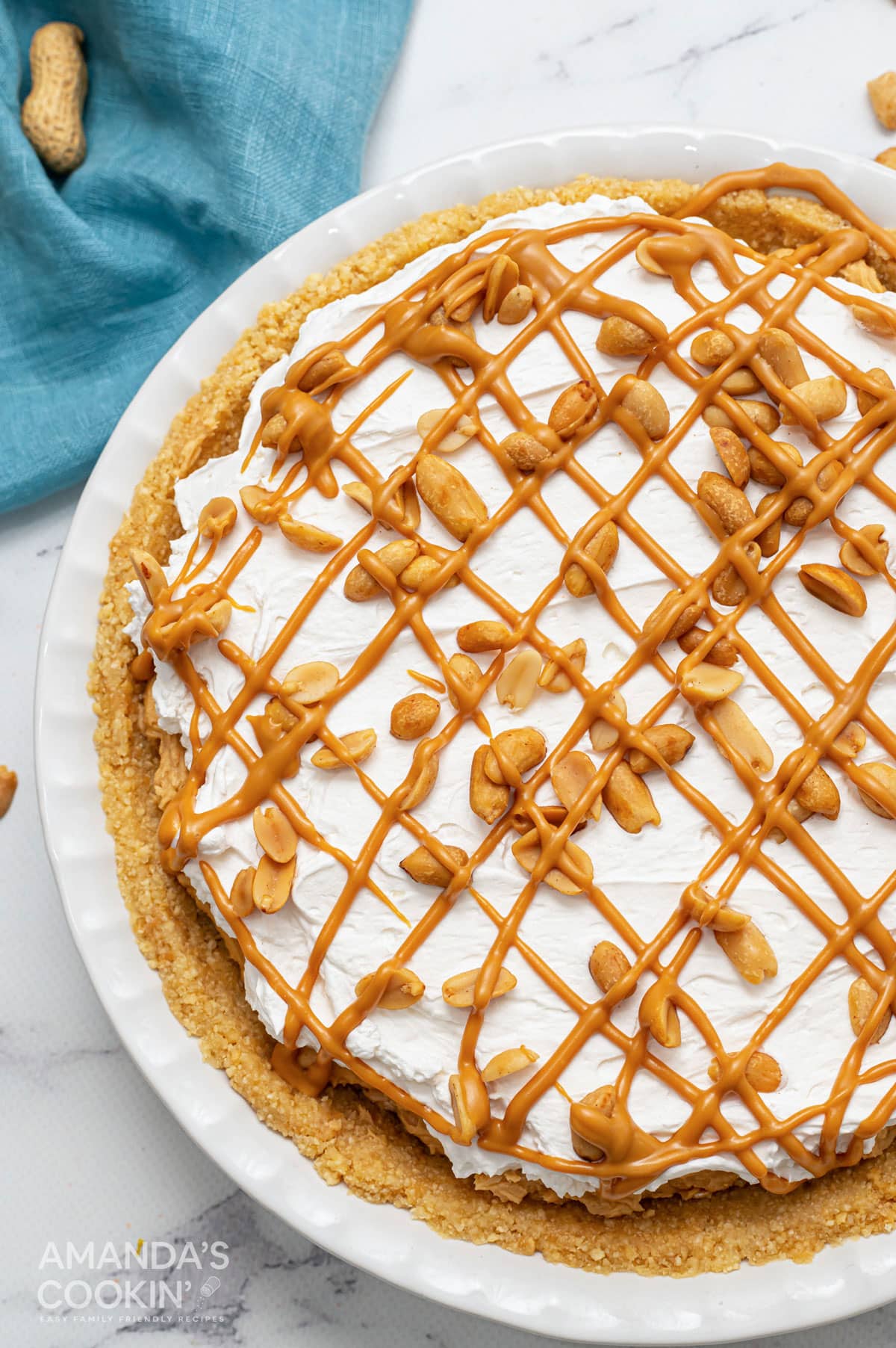 overhead photo of peanut butter pie