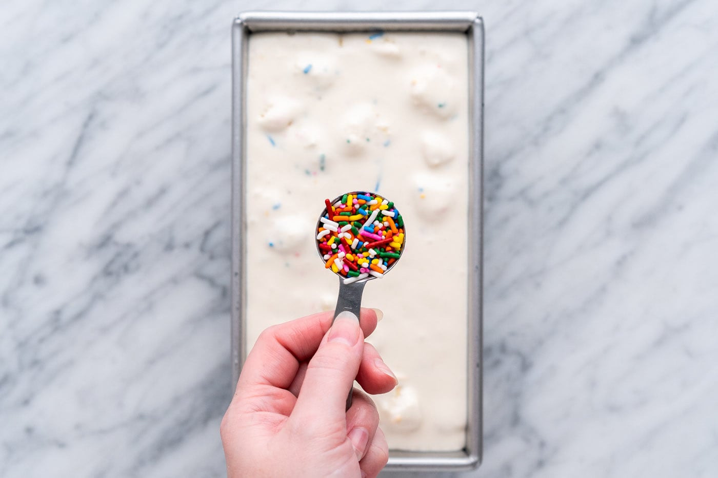 adding sprinkles to no churn ice cream