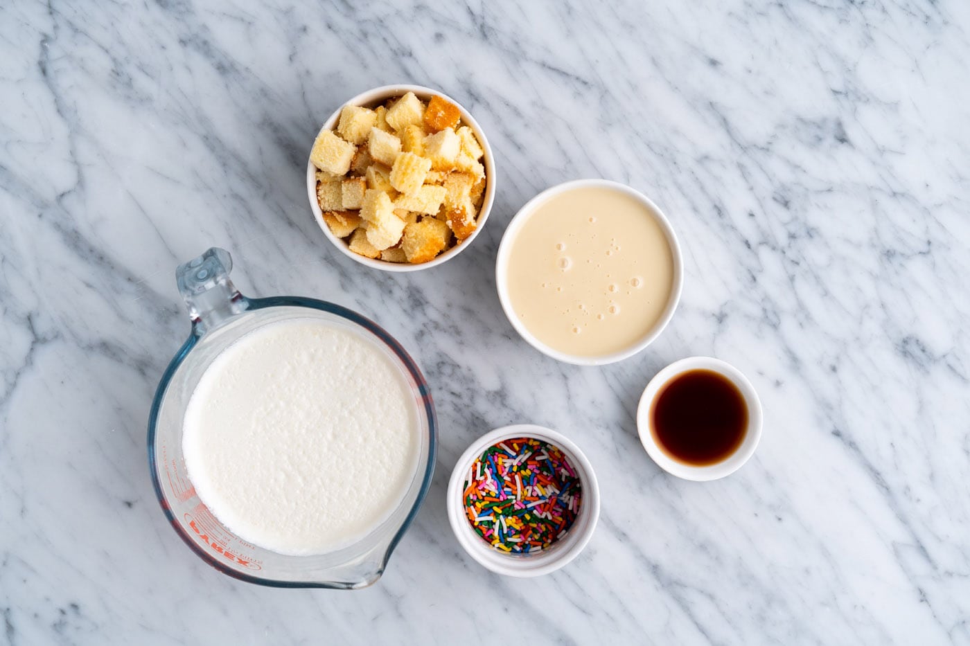 ingredients needed to make No Churn Birthday Cake Ice Cream