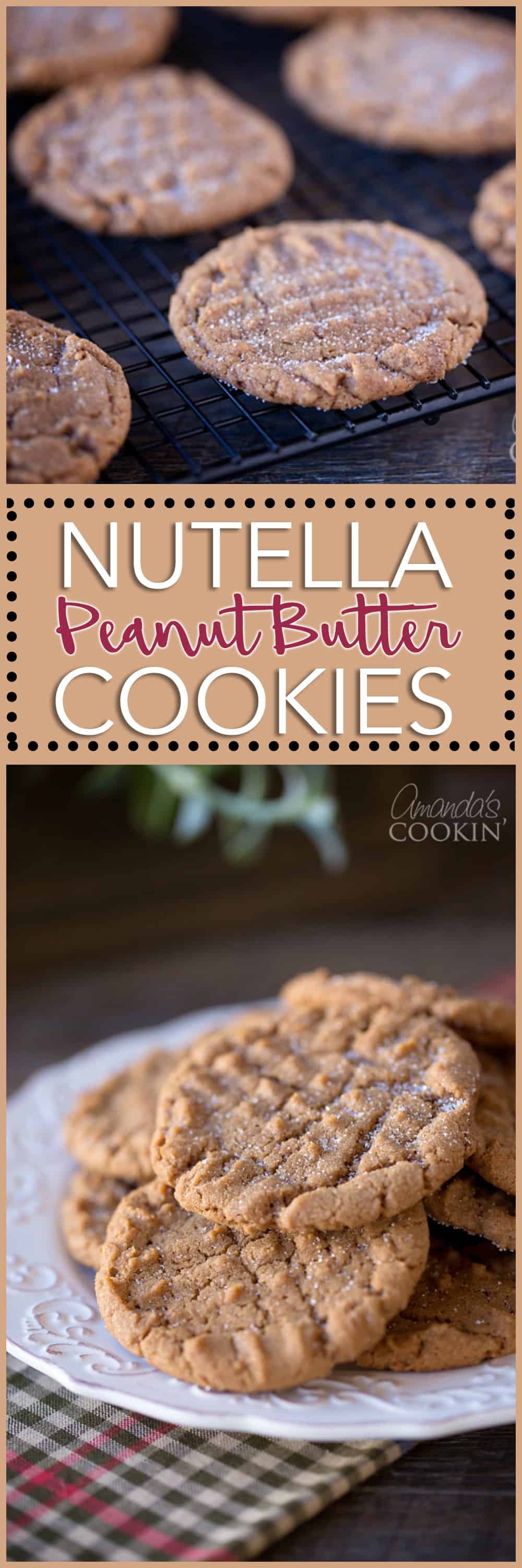 Photos of Nutella peanut butter cookies.