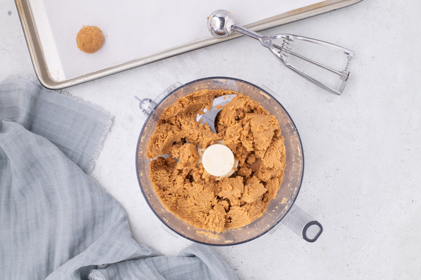 nutter butter cookie ball dough in a food processor